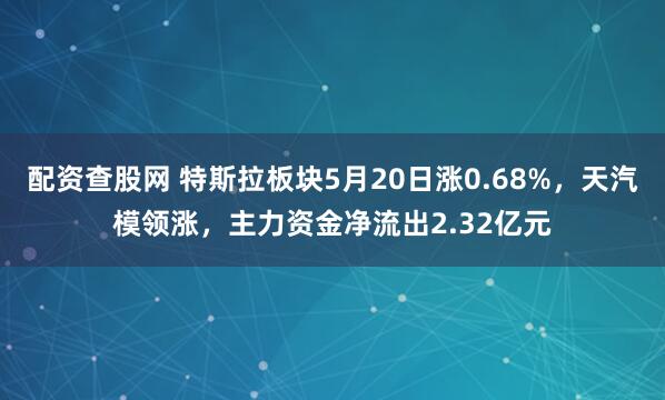 配资查股网 特斯拉板块5月20日涨0.68%，天汽模领涨，主力资金净流出2.32亿元