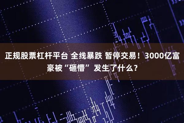 正规股票杠杆平台 全线暴跌 暂停交易！3000亿富豪被“砸懵” 发生了什么？