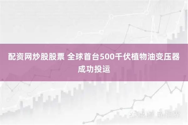 配资网炒股股票 全球首台500千伏植物油变压器成功投运